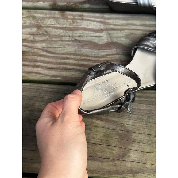 AGL Attilio Giusti Leombruni Metallic Leather Sandals Made in Italy - Picture 2 of 5